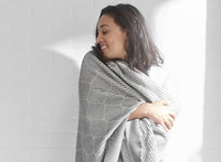 Lux Tex Dark Gray Organic Cotton Knit Throw Blanket