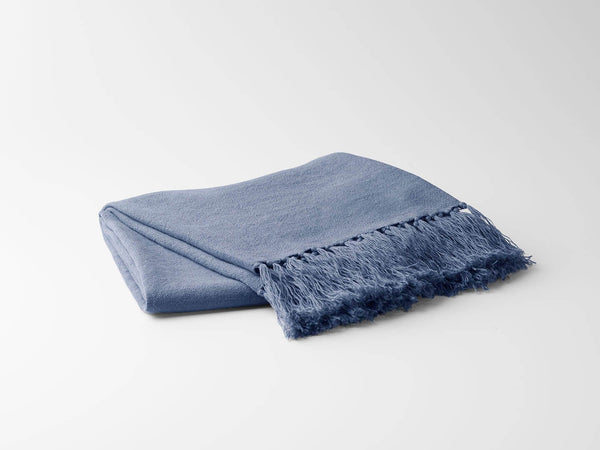 Luxury Blue Finely Spun Flax Linen Throw Blanket