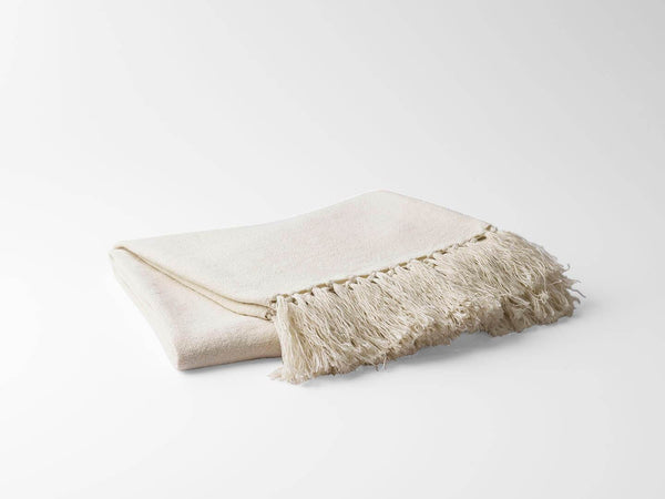 Luxury Ivory Finely Spun Flax Linen Throw Blanket