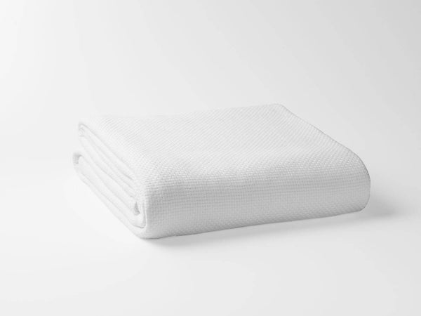 White Premium Organic Cotton Basket Weave Queen Size Blanket