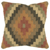 Brown Beige Kilim Down Filled Throw Pillow