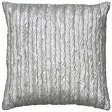 Silver Braided Stripe Down Filled Throw Pillow