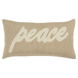Tan Peace Felt Applique Burlap Throw Pillow