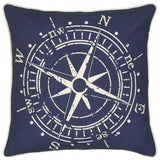 Navy White Nautical Compass Down Throw Pillow