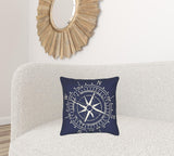 Navy White Nautical Compass Down Throw Pillow