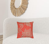 Coral Beige Floral Silhouette Down Throw Pillow
