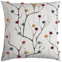 Colorful Pompom Branches Throw Pillow