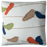 Colorful Whimsical Birds on a Wire Throw Pillow