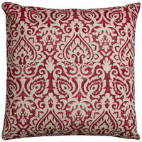Red Natural Distressed Damask Throw Pillow