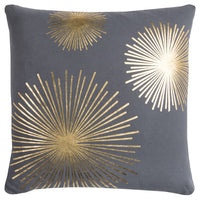 Gray Gold Metallic Sunburst Throw Pillow