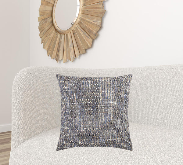 Blue Gray Metallic Nubby Textured Throw Pillow
