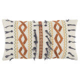 Rust Gray Ribbon Embroidered Lumbar Pillow