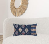 Indigo Geometric Diamonds Lumbar Pillow