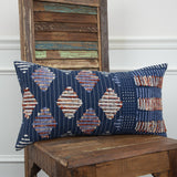 Indigo Geometric Diamonds Lumbar Pillow