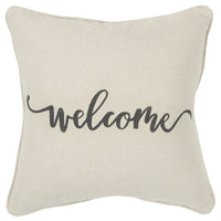 Gray Cream Welcome Decorative Throw Pillow