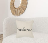 Gray Cream Welcome Decorative Throw Pillow