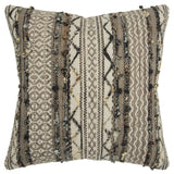 Gray Jacquard Linear Textured Throw Pillow