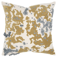 Gold Ivory Abstract Applique Throw Pillow