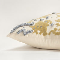 Gold Ivory Abstract Applique Throw Pillow
