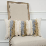 Ivory Beige Textural Strands Lumbar Pillow