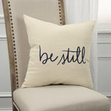 Black Taupe Canvas Be Still Throw Pillow