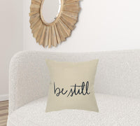 Black Taupe Canvas Be Still Throw Pillow