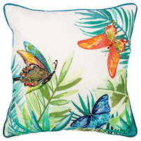 White Green Butterfly Bliss Decorative Throw Pillow