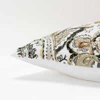 Brown White Traditional Paisley Throw Pillow