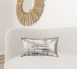 Ivory Distressed Brush Stroke Lumbar Pillow