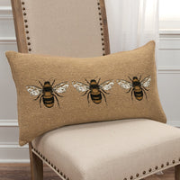 Tan Honeybees Trio Deocrative Lumbar Pillow