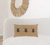 Tan Honeybees Trio Deocrative Lumbar Pillow