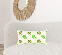 Lemon Green Artichoke Embroidered Lumbar Pillow