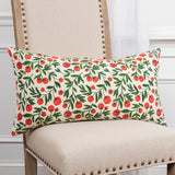 Red Green Cherry Tree Printed Lumbar Pillow