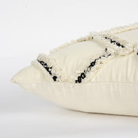 Cream and Black Textured Lattice Throw Pillow