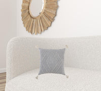 Gray White Diamond Kantha Stitched Throw Pillow