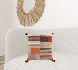 Orange Brown Accent Stitched Throw Pillow