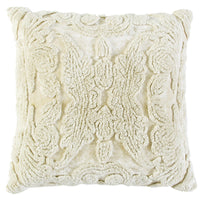 Ivory Botanical Tufted Pattern Throw Pillow