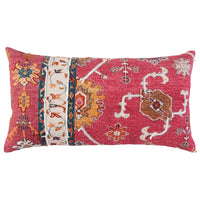Red Banded Pattern Traditional Lumbar Pillow