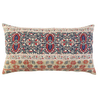Red Beige Patterned Panel Lumbar Pillow