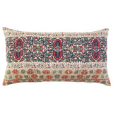 Red Beige Patterned Panel Lumbar Pillow