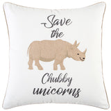 White Beige Chubby Unicorn Throw Pillow