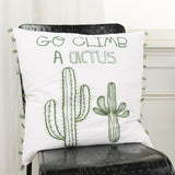 White Green Climb A Cactus Throw Pillow