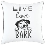 Black and White Live Love Bark Modern Throw Pillow