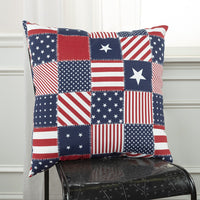Red Blue American Flag Indoor Outdoor Throw Pillow