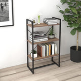 Mod Walnut and Black Three Tier Open Bookcase