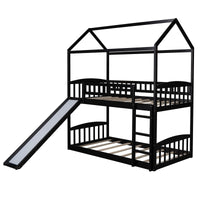 Espresso Playhouse Frame Full Over Full Bunk Bed with Slide