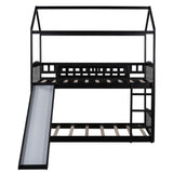 Espresso Playhouse Frame Full Over Full Bunk Bed with Slide