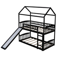 Espresso Playhouse Frame Full Over Full Bunk Bed with Slide