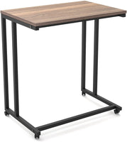 Mod Walnut and Black Rolling TV Snack Table