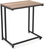 Mod Walnut and Black Rolling TV Snack Table